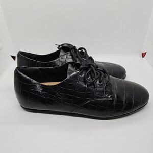 FitFlop black croc embossed lace-up oxford loafers US 7